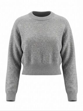 Jon & Anna Light Gray Ribbed Hem Crewneck Sweater Cropped Party